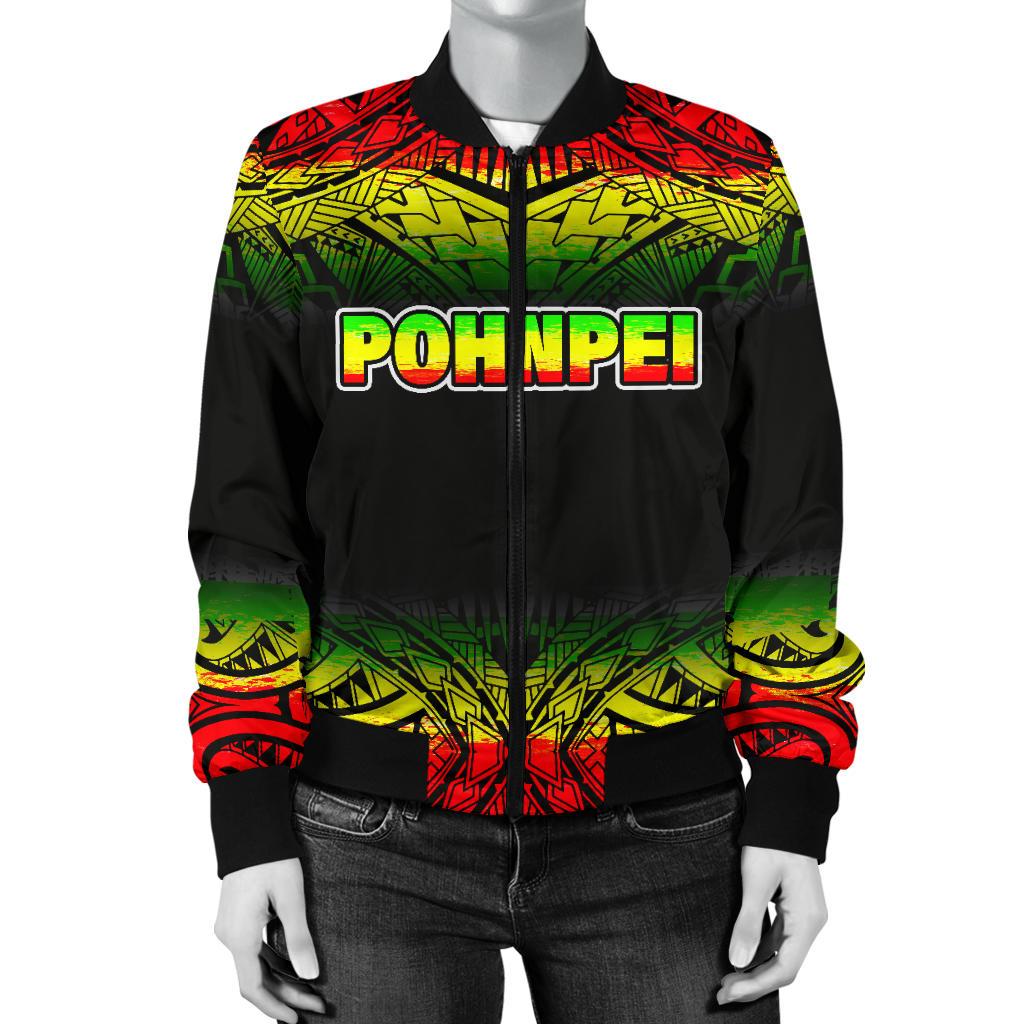 Pohnpei Women's Bomber Jacket - Fog Reggae Style - Polynesian Pride