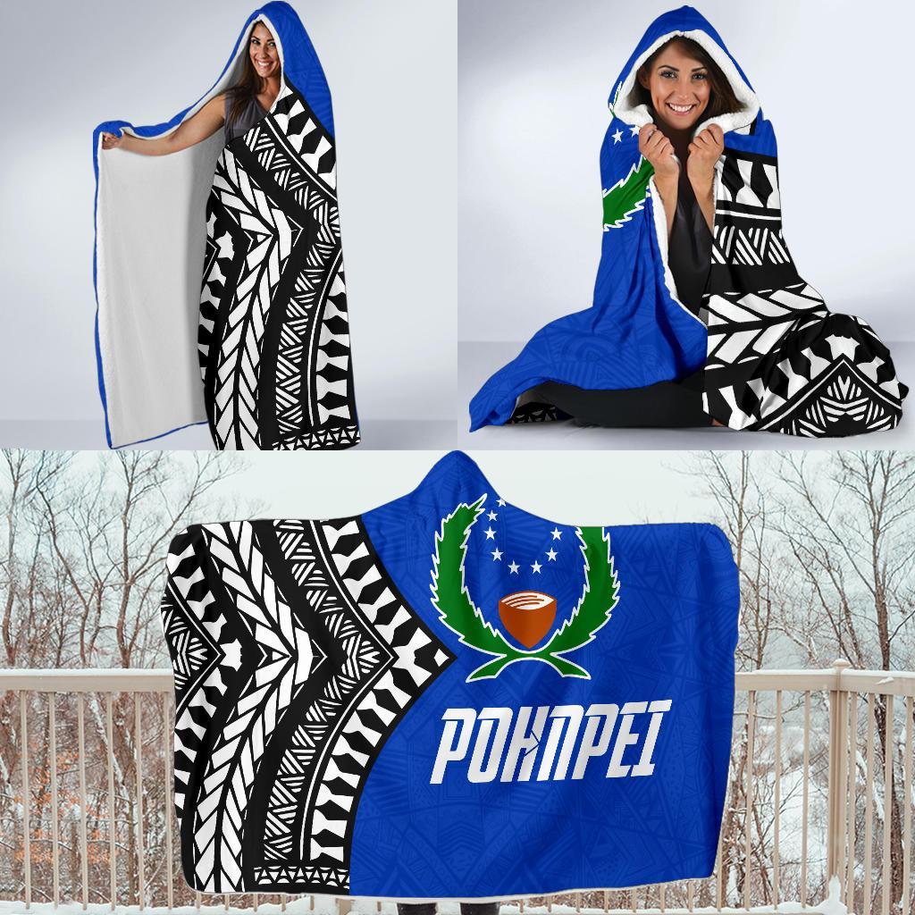 Pohnpei Flag Economy Hooded Blanket Micronesian Pattern - Polynesian Pride