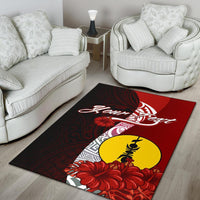 New Caledonia Polynesian Custom Personalised Area Rug - Coat Of Arm With Hibiscus - Polynesian Pride