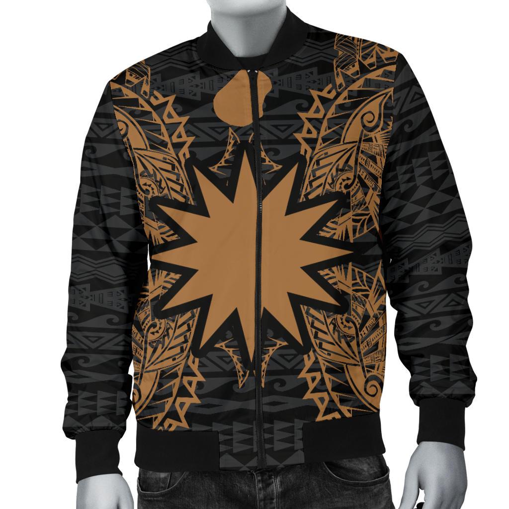 Nauru Polynesian Men's Bomber Jacket Map Gold - Polynesian Pride