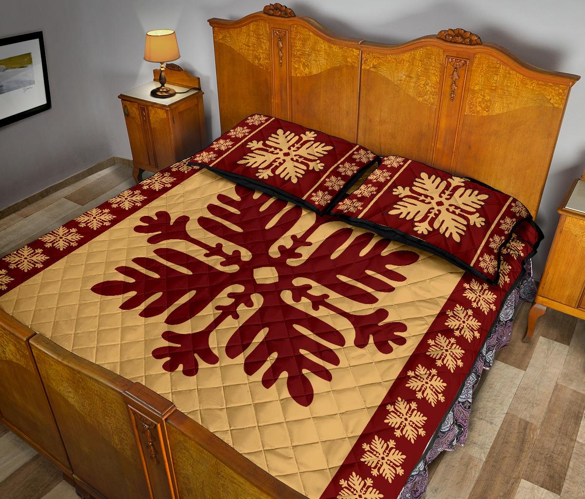 Hawaiian Quilt Pattern Tradition Palm Quilt Bed Set - Polynesian Pride