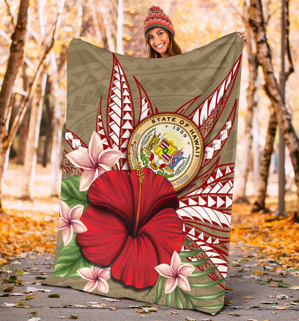 Hawaii Polynesian Coat Of Arm Tropical Premium Blanket - AH - Polynesian Pride