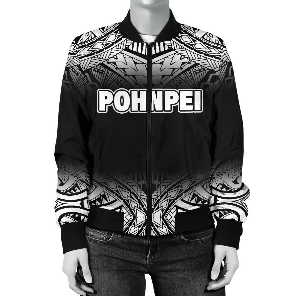 Pohnpei Women's Bomber Jacket - Fog Black Style - Polynesian Pride