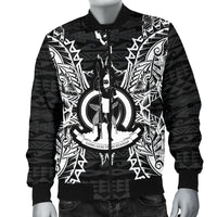Vanuatu Polynesian Men's Bomber Jacket Map Black - Polynesian Pride