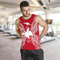 Papua New Guinea Polynesian Men Tank Top Map Red White - Polynesian Pride