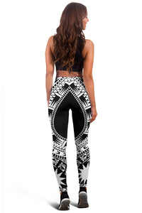 Nauru Women Leggings Polynesian Pattern Black - Polynesian Pride