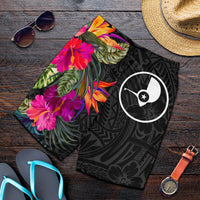 Yap All Over Print Men's Shorts - Polynesian Hibiscus Pattern - Polynesian Pride