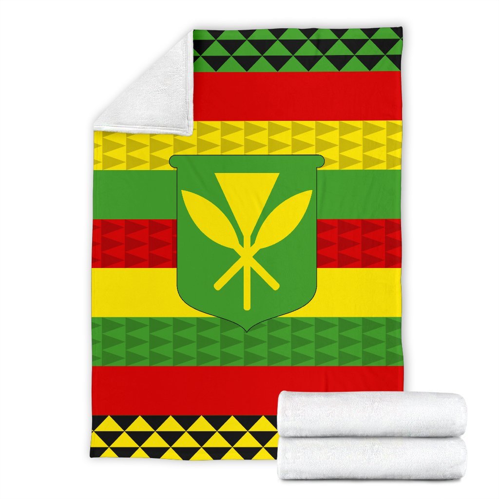 Kanaka Maoli Flag Premium Blanket A7 - Polynesian Pride