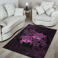 hawaii Rug - Turtle Strong Pattern Hibiscus Plumeria Pink AH - Polynesian Pride