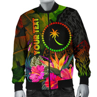 Chuuk Polynesian Personalised Men's Bomber Jacket - Hibiscus and Banana Leaves - Polynesian Pride