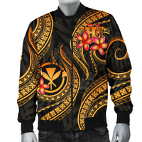 Polynesian Hawaii Men Bomber Jacket - Gold Plumeria - Polynesian Pride
