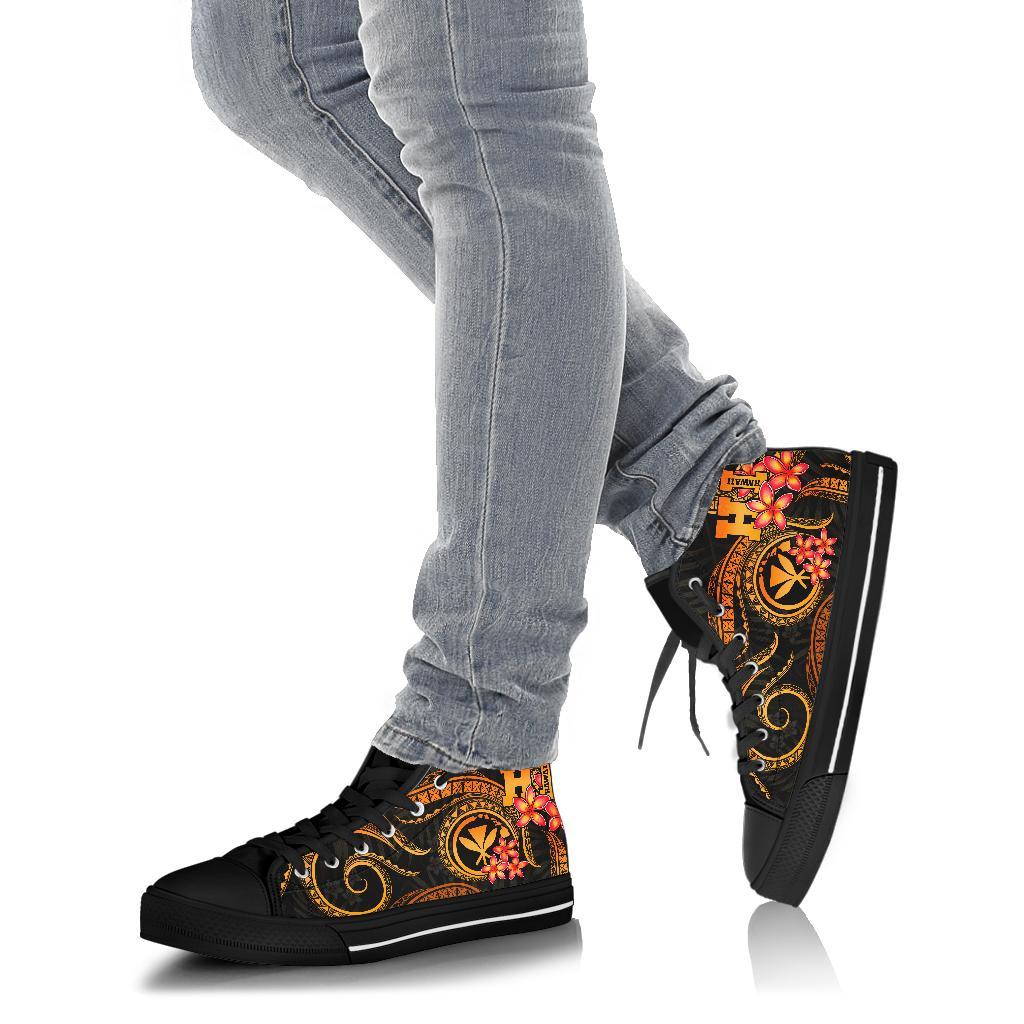 Polynesian Hawaii High Top Shoes - Gold Plumeria - Polynesian Pride