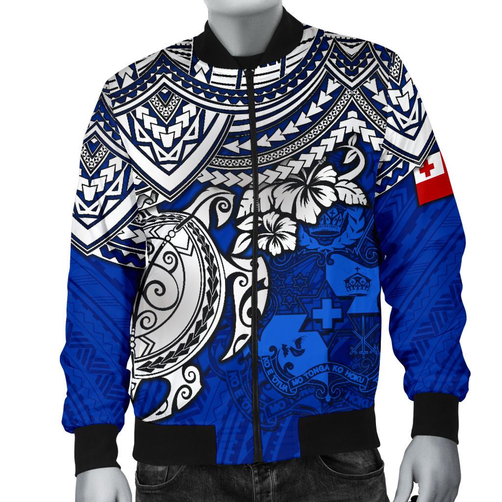 Tonga Polynesian Bomber Jacket (Men) - Blue Turtle - Polynesian Pride