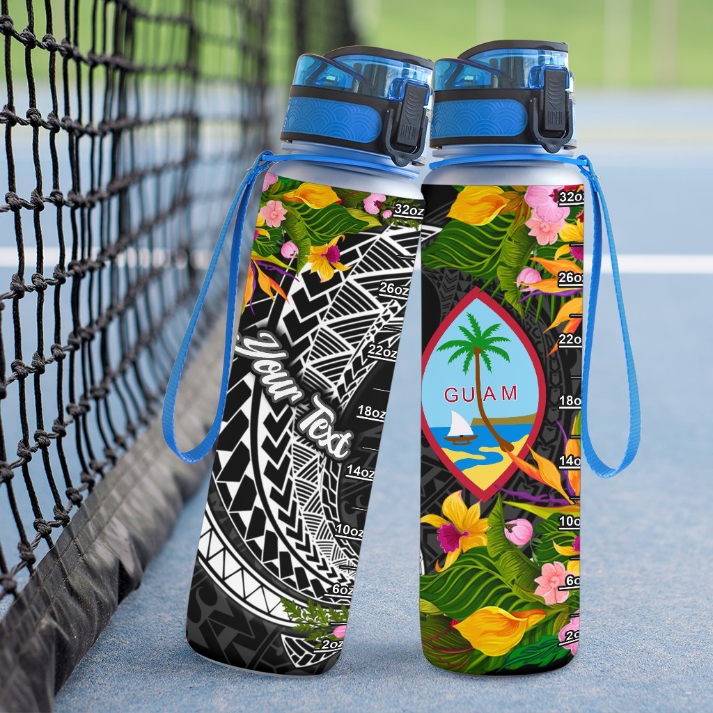 Guam Custom Personalised Hydro Tracking Bottle - Seal Spiral Polynesian Patterns - Polynesian Pride