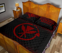 Hawaii Quilt Bed Set - Kanaka Maoli Polynesian Tattoo Black Fog Style Red Version - Polynesian Pride