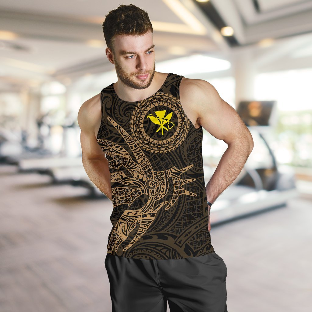 Hawaii Tank Top Polynesian Kanaka Map Hawaiian Men's Tank Top - Gold - TT Style - Polynesian Pride