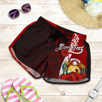 Nauru Polynesian Custom Personalised Women's Shorts - Coat Of Arm With Hibiscus - Polynesian Pride