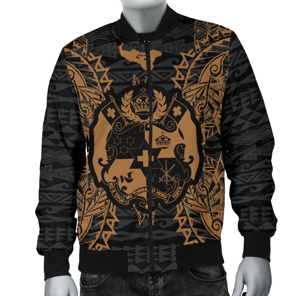 Tonga Polynesian Men's Bomber Jacket Map Gold - Polynesian Pride