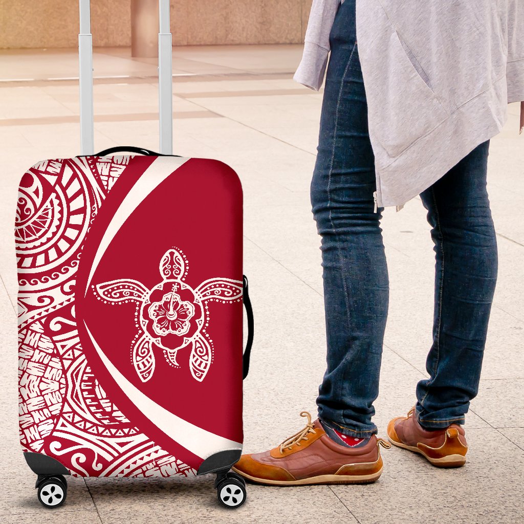 Hawaii Turtle Polynesian Luggage Cover - Circle Style - Red - Polynesian Pride