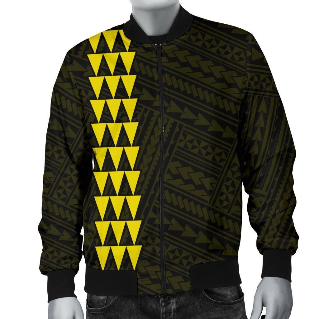 Hawaii Kakau Polynesian Anchor Personalized Men's Bomber Jacket - Yellow - Polynesian Pride