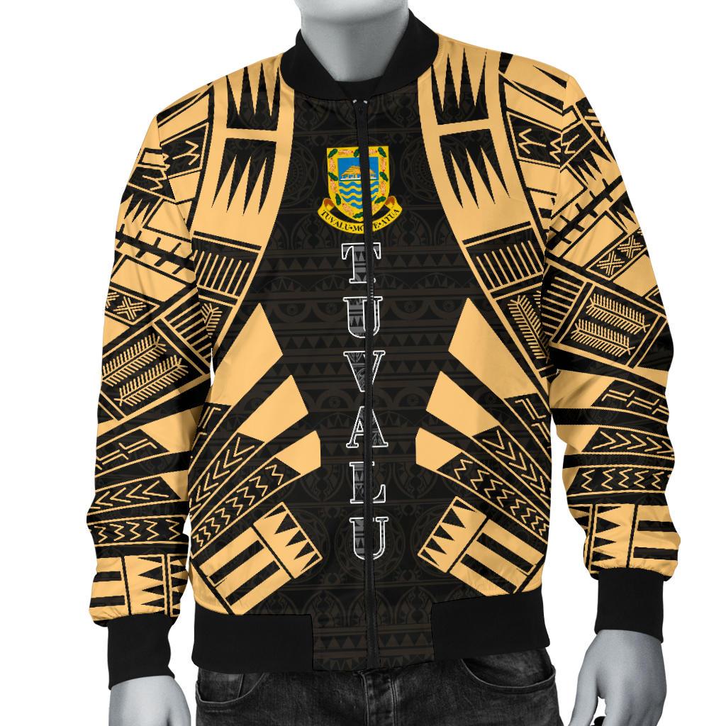 Tuvalu Men Bomber Jackets - Polynesian Tattoo Gold - Polynesian Pride