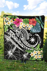 The Philippines Premium Quilt - Summer Plumeria (Black) - Polynesian Pride
