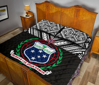 Samoa Polynesian Polynesian Quilt Bed Set - Samoa Coat Of Arms Black Version - Polynesian Pride