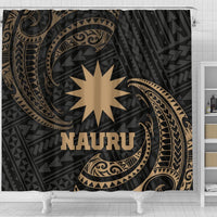 Nauru Polynesian Shower Curtain - Gold Tribal Wave - Polynesian Pride