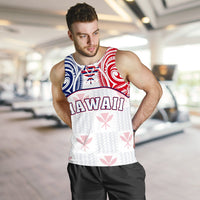 Hawaiian Kanaka Men's Tank Top Flag Nation Demodern White AH - Polynesian Pride