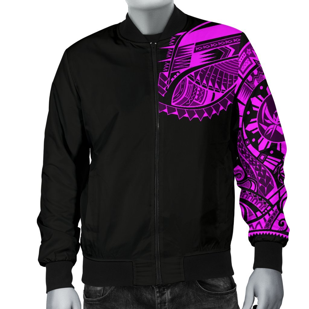 Polynesian Chest Tattoo Men's Bomber Jacket Pink - Polynesian Pride