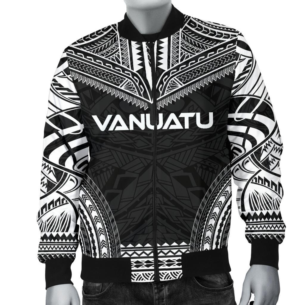 Vanuatu Polynesian Chief Men's Bomber Jacket - Black Version - Polynesian Pride