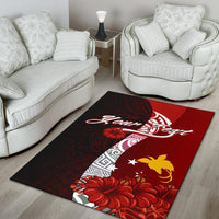 Papua New Guinea Polynesian Custom personalised Area Rug - Coat Of Arm With Hibiscus - Polynesian Pride