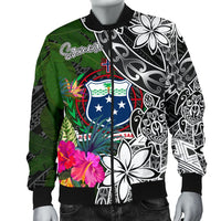Samoa Men Bomber Jacket - Turtle Plumeria Banana Leaf - Polynesian Pride