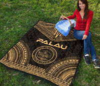 Palau Premium Quilt - Palau Seal Polynesian Chief Gold Version - Polynesian Pride