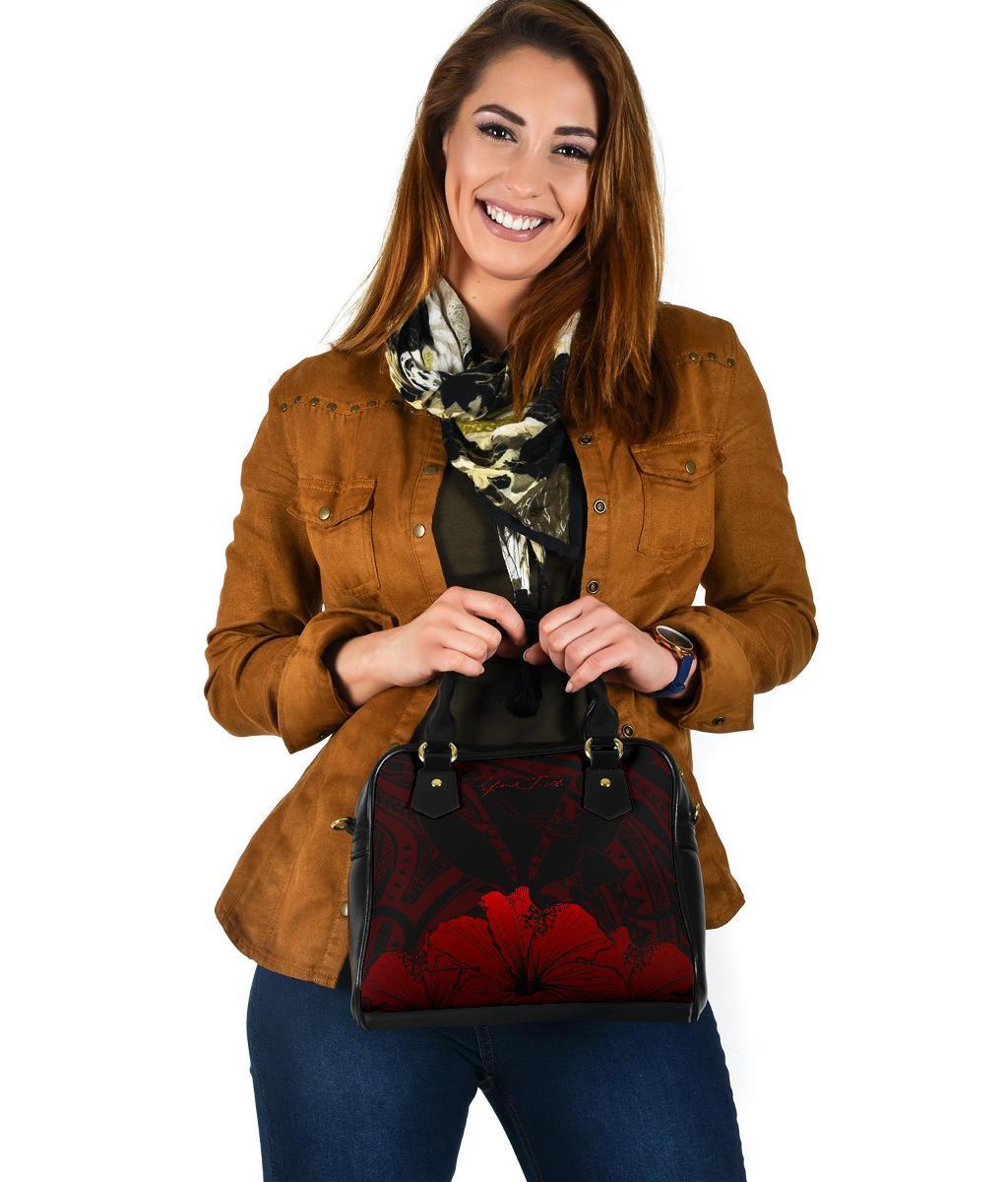 Personalised - Hawaii Royal Hibiscus Polynesian Tribal Shoulder Handbag Red AH - Polynesian Pride