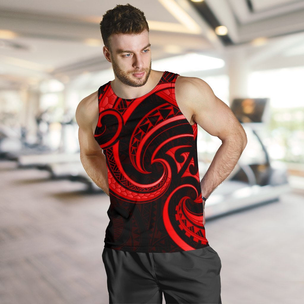 New Zealand Maori Mangopare Men Tank Top Polynesian - Red - Polynesian Pride