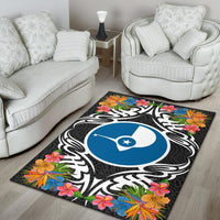 Yap State Area Rug - Coat OfArmsWith Tropical Flowers - Polynesian Pride