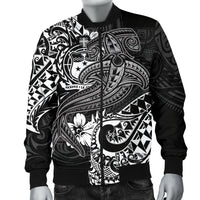 Samoa Men's Bomber Jacket - White Shark Polynesian Tattoo - Polynesian Pride