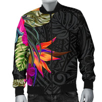 Polynesian Men's Bomber Jacket - Hibiscus Pattern - Polynesian Pride