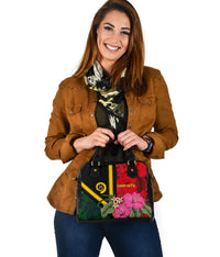 Vanuatu Shoulder Handbag - Vanuatu Flag with Hibiscus - Polynesian Pride