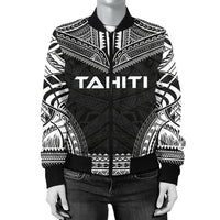 Tahiti Polynesian Chief Women'S Bomber Jacket - Black Version - Polynesian Pride