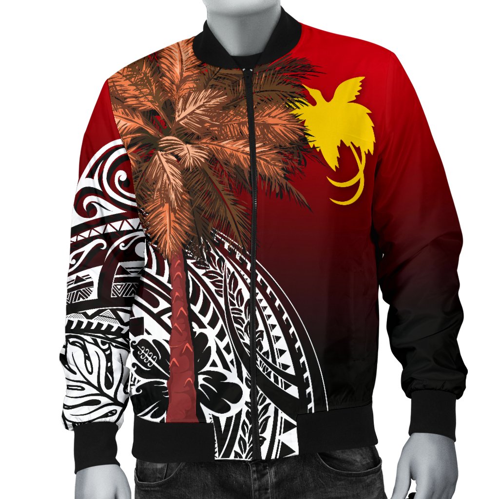 Papua New Guinea Men's Bomber Jacket - Polynesian Palm Tree - Polynesian Pride