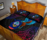 Guam Quilt Bed Set - KingFisher Bird With Map - Polynesian Pride