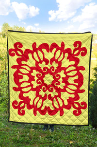 Hawaiian Quilt Turtle Pattern New Yellow Premium Quilt - Skin Style - AH - Polynesian Pride