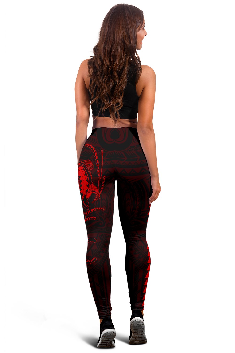 Hawaii Turtle Shark Polynesian Leggings - Red - Polynesian Pride