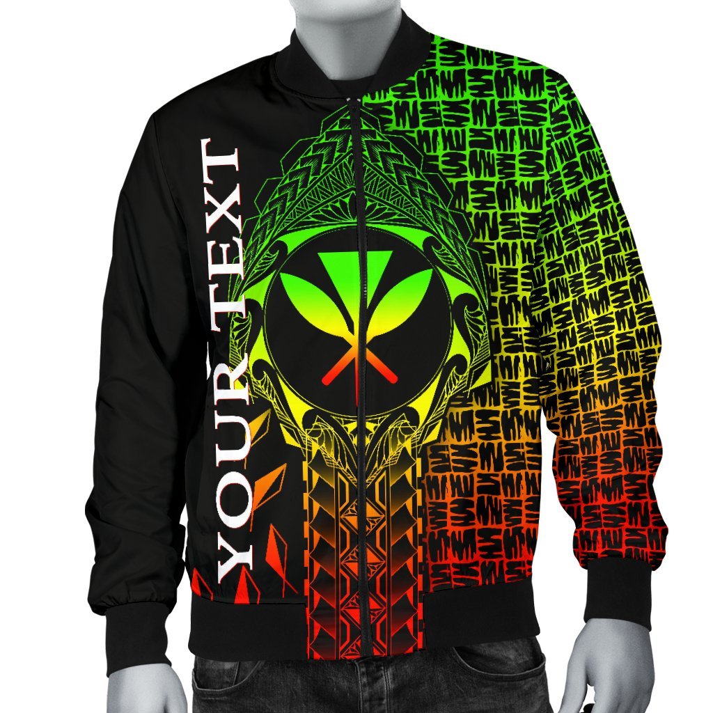 Hawaii Custom Personalised Men's Bomber Jacket - Kanaka Maoli Rocket Style (Reggae) - Polynesian Pride