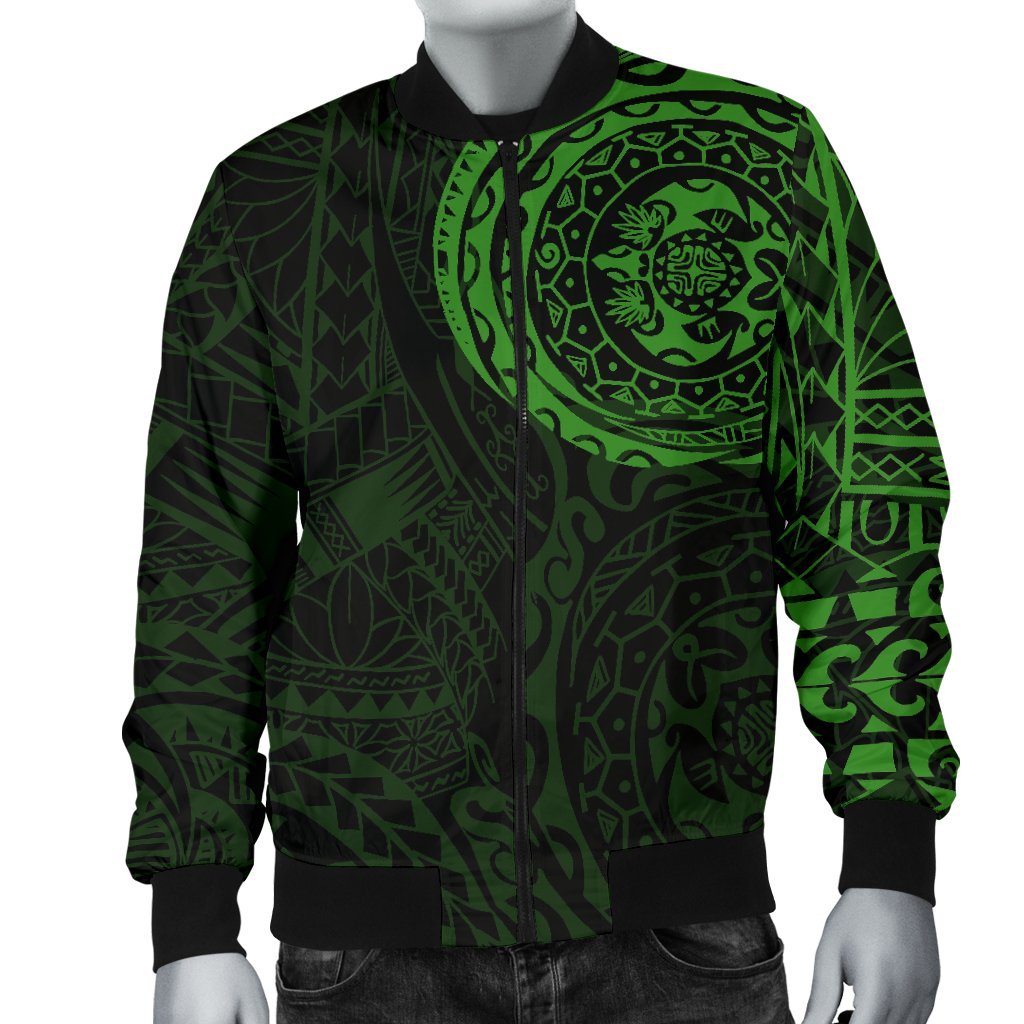 Polynesian Tattoo Style Men's Bomber Jacket Green - Polynesian Pride