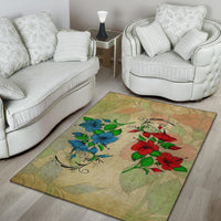 Hibibus Blue And Red Area Rug AH - Polynesian Pride