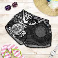 Northern Mariana Islands Polynesian Shorts (Women) - White Turtle - Polynesian Pride