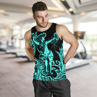 Polynesian Hawaii Men's Tank Top - Hula Girl Neon Blue - Polynesian Pride